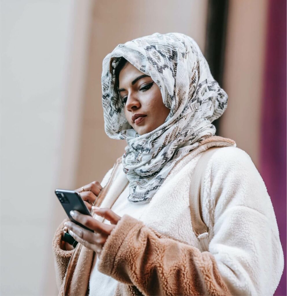 Woman looking at her phone